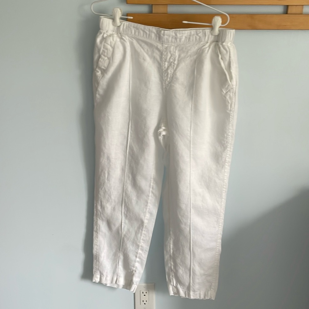 White linen pants